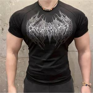 <b>Mens</b> Dark Metal Bat Logo Compression Tee <b>Stretch</b> Slim Fit Formal Woven Fitness Training Sport T-shirt - Product Image 2