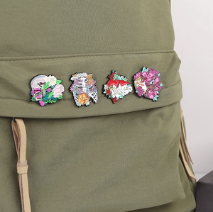 14 Stijlen Bloemmotief Emaille Pins Op Maat Hersenen Longen Darmen Maag Bloemen Broches Medische Verpleegkundige Reversspeldjes - Product Image 2