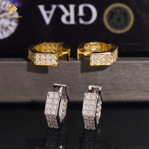 Factory Direct Hip Hop Style 925 <b>Silver</b> High Quality Gold Plated <b>Hoop</b> VVS Moissanite <b>Earrings</b> - Product Image 4