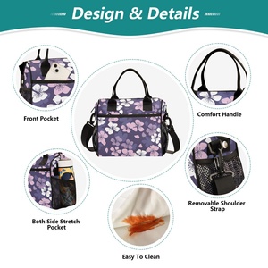 Hawaiian Flower Design Custom Logo Reusable Insulated Disposable Cooler Bag Thermal Zipper Picnic Cool Lunch Bag for Lady - Product Image 3
