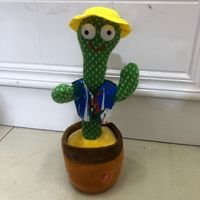 Cactus Électrique Dansant et Parlant en Peluche Douce avec Lumière, Jouet Musical Enregistrable et Torsadable, Idéal pour Noël, en Sachet OPP