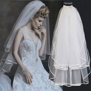Voile de mariée double couche en tulle uni, motif simple, avec ruban, style ROMANTIQUE, 60-80cm, USA Mairun, Meilleure Vente - Product Image 4