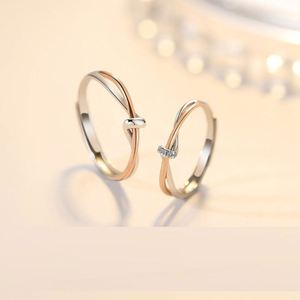 Nuevo Anillo de Boda con Nudo de Amor, Exquisito y Moderno, Anillo de Diamantes Ajustable con Corazón de Color de Lujo, Regalo de Compromiso para Parejas - Product Image 2