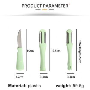 Couteau éplucheur multifonctionnel 3-en-1 à double tête pour légumes et fruits, spécial cuisine et usage domestique, vente en gros - Product Image 5