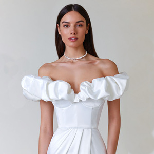 2023 último vestido de cena de viajero con abertura alta vestido largo con hombros descubiertos con busto y vestido con borde de volantes - Product Image 3