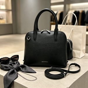 Sac à main élégant en cuir grainé pour femme avec deux poignées supérieures et fermeture éclair, idéal pour le bureau et le quotidien - Product Image 6