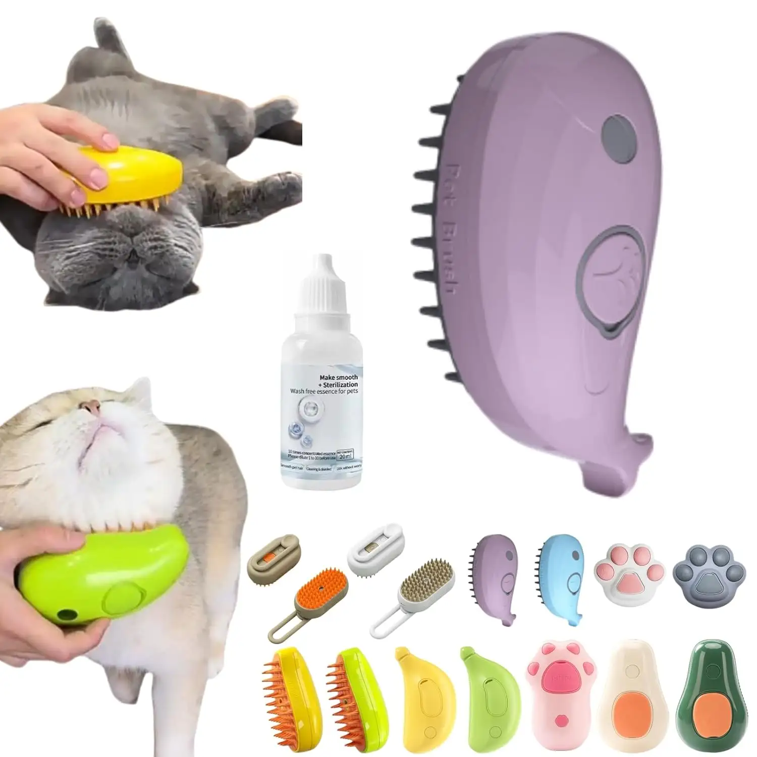 Brosse électrique 3 en 1 pour chien, brosse auto-nettoyante à vapeur pour cétacés, peigne de toilettage pour animaux de compagnie, brosse pour chat avec eau pour massage