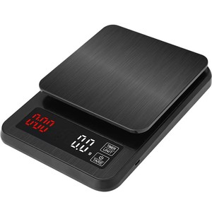 Balance de cuisine électronique intelligente Veidt C-309 entièrement étanche avec minuteur pour café infusé à la main, noire, 3 kg, 0,1 g, pour aliments et pâtisserie - Product Image 1