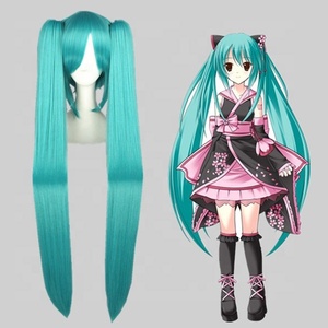 <span class=keywords><strong>Parrucca</strong></span> Vocaloid Miku di Alta Qualità, <span class=keywords><strong>Lunga</strong></span> 120cm, Liscia, <span class=keywords><strong>Blu</strong></span>, Sintetica, per Cosplay Anime, con 2 Codini per Feste - Product Image 1