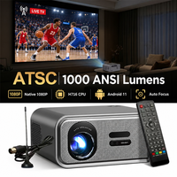 Projecteur 8K, résolution native 1080P Full HD, Smart WiFi, Android, mise au point automatique, correction automatique de la distorsion trapézoïdale, télévision numérique ATSC, projecteur de cinéma maison
