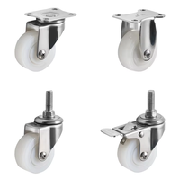 Meilleures ventes - Roues pivotantes en acier inoxydable 304 de 1,5 pouce et 2 pouces, roues en nylon PA de 100 mm, noires, pour chariot médical, fauteuil roulant