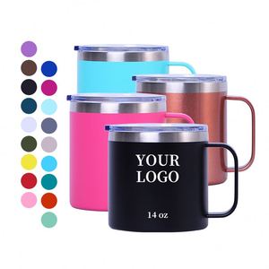 12oz 14oz 20oz Customized Insulated Stainless Steel Walled Travel Coffee Beer Camper Mug with Handle Magnetic Lid Wholesale - Product Image 1