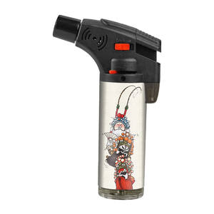 Arrive China Peking Opera Design Refillable Windproof Candle <b>BBQ</b> Jet Slant Torch <b>Lighter</b> for Cigar - Product Image 3