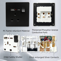 Prise murale noire britannique 13A avec fonction de charge USB et Type C, norme britannique, alimentation électrique directe, prise murale OEM en gros