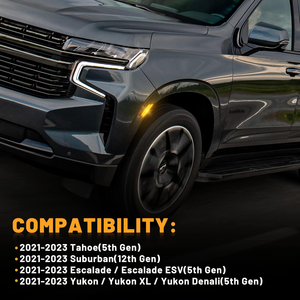 Đèn <span class=keywords><strong>LED</strong></span> bên đánh dấu cho 2021-2024 Yukon XL Denali Tahoe ngoại ô Escalade esv, ống kính hun khói, 2 chiếc - Product Image 2