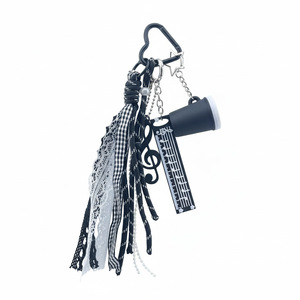 Breloque de sac Y2K Balletcore Cœur Noir et Blanc, Porte-clés Mignon et Tendance avec Note de Musique, Ruban et Pompon, Accessoire Coquette en Dentelle et Nœud Imprimé PLA 3D - Product Image 2