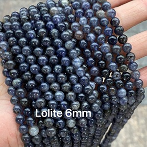 Perles de pierres précieuses naturelles rares en iolite bleu foncé, perles rondes lisses en lolite bleue pour la fabrication de bijoux, artisanat DIY 6mm 8mm 10mm - Product Image 2