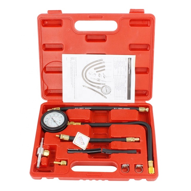 Fuel Pressure Test Kit 0-100PSI Fuel Injection Pump Pressure Tester Gauge Kit Car Gasoline Gas Fuel Test Tool Set for Auto