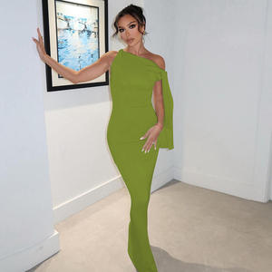 <span class=keywords><strong>Robe</strong></span> d'été élégante en satin à col large et sans manches de couleur unie néon avec fesses serrées et mini <span class=keywords><strong>robe</strong></span> sexy Convient aux femmes - Product Image 4