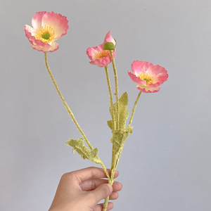 Ramo de amapolas de estilo coreano, flores artificiales de seda, simulación altamente realista para decoración de habitaciones, fondo fotográfico - Product Image 5