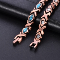 Bracelet magnétique en alliage de cuivre et turquoise, maillons X O, pierre antique, bijoux magnétiques pour la santé, hommes et femmes, vente en gros, personnalisé, OEM
