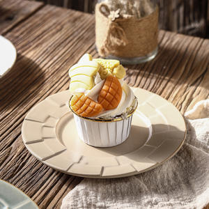 <span class=keywords><strong>Assiette</strong></span> à dessert en céramique faite à la main de couleur vintage, exquise pour le thé de l'après-midi, pâtisserie, gâteau, collation, petit plat - Product Image 1