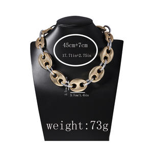 Collar de cadena entrelazada en forma de anillo geométrico estilo punk hip-hop estilo informal de mujer - Product Image 2