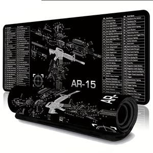 Tappetino per mouse con diagramma anatomico del fucile AR-15, tappetino da scrivania di grandi dimensioni, superficie lavabile, diverse misure disponibili, regalo per gli appassionati di armi da fuoco - Product Image 1