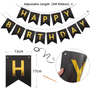 Hot Sale Happy <strong>Birthday</strong> <strong>Decorations</strong> <strong>Black</strong> <strong>and</strong> <strong>Gold</strong> <strong>Birthday</strong> Flag Bunting for Girls Boys Kids <strong>and</strong> Women <strong>Birthday</strong> Party Decor - Product Image 3