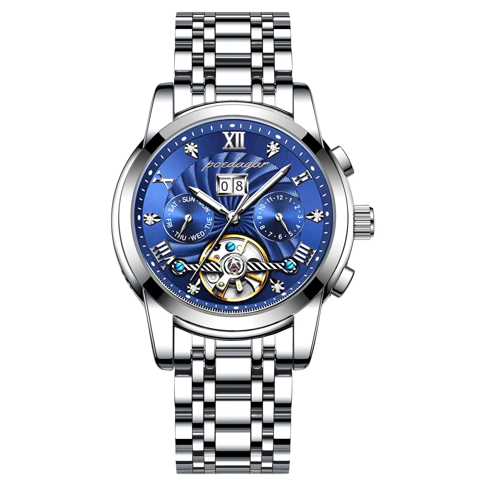Style de bande d'acier bleu coque en argent 1408