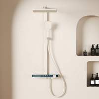 Ensemble de douche de salle de bain avec jet de pluie en laiton poli robinet de douche de baignoire noyau de valve en céramique à double poignée