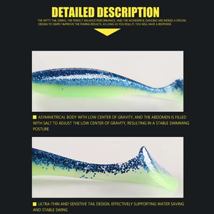 50mm/75mm/100mm Sea Fishing Bass Pike Isca De Silicone Bionic Isca De Verme Artificial Wobbler Shad Isca - Product Image 5