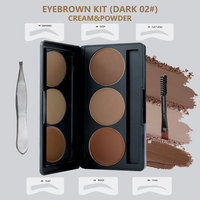 Palette 3 en 1 de poudre naturelle pour les sourcils sans cruauté aux animaux, kit de maquillage imperméable à l'eau, crème végan pour les sourcils et couleurs mélangées