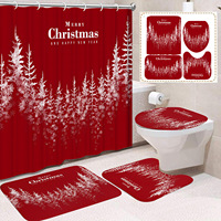 Rideau de Douche en Polyester Imprimé Personnalisé Résistant à la Décoloration, Motif Bonhomme de Neige, Sapin de Noël, Père Noël, Imperméable, OEM ODM