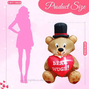 Oso de Peluche Inflable de 4 Pies para el Día de San Valentín con Sombrero de Copa y Corazón - Regalo Romántico con LED Integrado para Bodas, Fiestas Infantiles y Decoración - Product Image 2