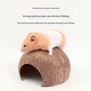Criceto nido criceto nascondiglio guscio di cocco naturale protezione ambientale raffreddamento decorazione estiva casa riccio giocattoli - Product Image 4