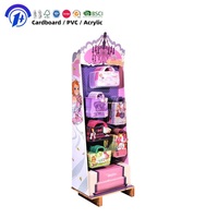 Support d'affichage en carton rose pour jouets d'enfants avec crochets en plastique