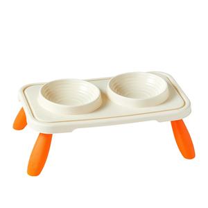 Bol pour animaux de compagnie en plastique PP à angle incliné sain, hauteur de 4,72 pouces, deux compartiments, protégeant la colonne cervicale pour les chiens de petite et moyenne taille, facile - Product Image 1