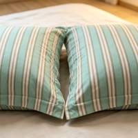 Parure de lit classique à rayures verticales, motif menthe et crème café, durable et lavable, 4 pièces, style simple