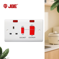 Unidad de Control para Cocina Retro Estándar Británico 45A, Interruptor de Baquelita Blanco de 3*6 con Luz Neón, 250V, Fácil Instalación, Enchufes y Tomas para Hogar y Oficina