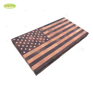Tabla de cortar de madera de arce de nogal, personalizada de fábrica, cuchillo de madera con bandera de EE. UU., bloques de picar con estrellas