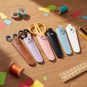 Funda Protectora Simple y Duradera de Cuero PU para Tijeras de Peluquería, Bolsa de Seguridad Portátil para Tijeras de Salón - Product Image 1