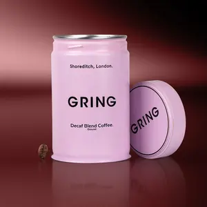 Customized pink 240ml eco friendly luxury stainless steel metal coffee tea cans food packaging coffee beans can tin box