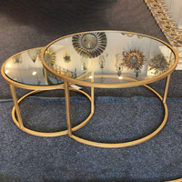 Ensembles de meubles de salon Tables basses centrales en métal Meuble De Table De Luxe moderne Basse Salon Table basse en verre