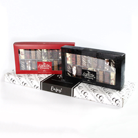 Boîtes à chocolat personnalisées de luxe vides avec fenêtre transparente, auto-assemblantes, recyclables, gaufrage, laminage mat, revêtement UV
