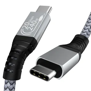 2 מטר ניילון קלוע 240W USB 3.2 Gen 2x2 נקבה לסוג C כבל USB עם שבב E-מרקר