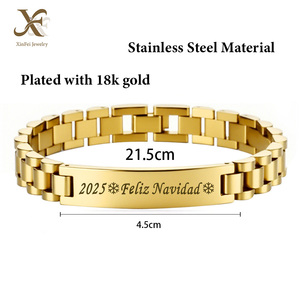 Bracelets en acier inoxydable pour hommes avec logo personnalisé, bijoux de mode, <span class=keywords><strong>bracelet</strong></span> à maillons, barre vierge, <span class=keywords><strong>bracelet</strong></span> de montre, <span class=keywords><strong>cadeau</strong></span> pour la fête <span class=keywords><strong>des</strong></span> pères - Product Image 3