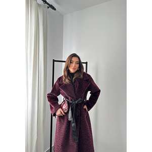 Manteau trench en cuir bordeaux pour femmes, vente en gros - Product Image 3