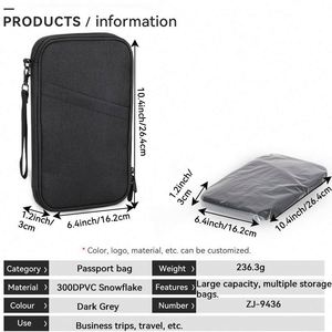Portefeuille de voyage personnalisé avec logo, nouveau produit d'usine BSCI, organiseur de documents familiaux, sac de rangement de voyage. - Product Image 2