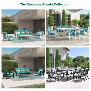 Set Tavolo e Sedie da Esterno Moderno Express Garden in Lega di Alluminio Impermeabile - Impilabile, Durevole e Resistente ai Raggi UV - Product Image 3